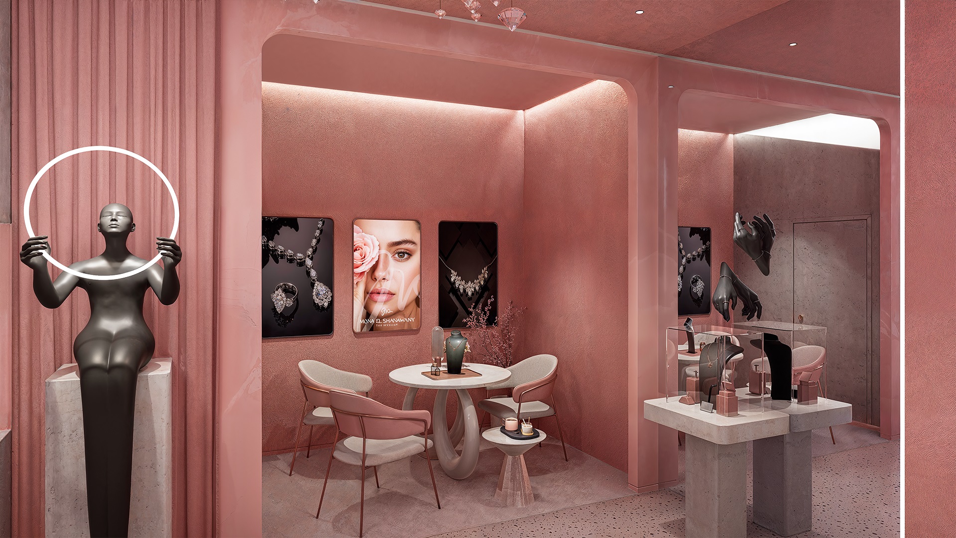 High-end jewellery retail interior