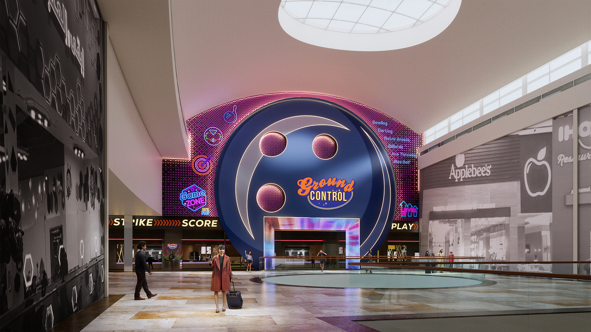 Iconic luxury retail space design for the Middle East , emphasizing grand scale and opulent materials.